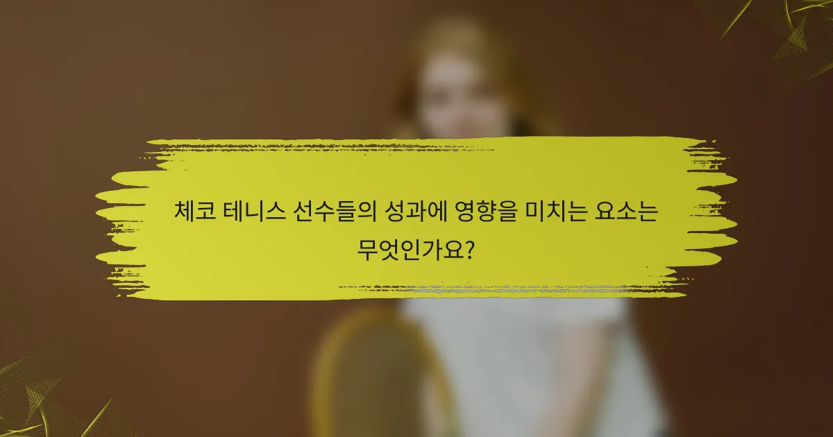 체코 테니스 선수들의 성과에 영향을 미치는 요소는 무엇인가요?