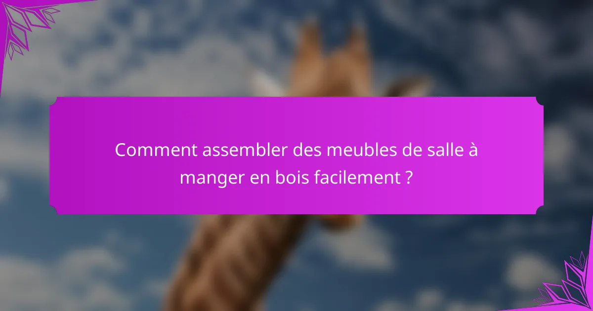Comment assembler des meubles de salle à manger en bois facilement ?