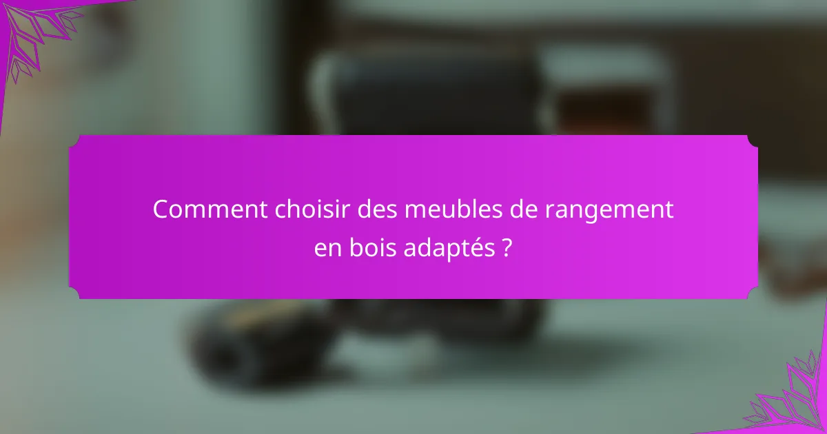 Comment choisir des meubles de rangement en bois adaptés ?