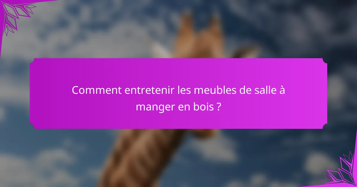 Comment entretenir les meubles de salle à manger en bois ?