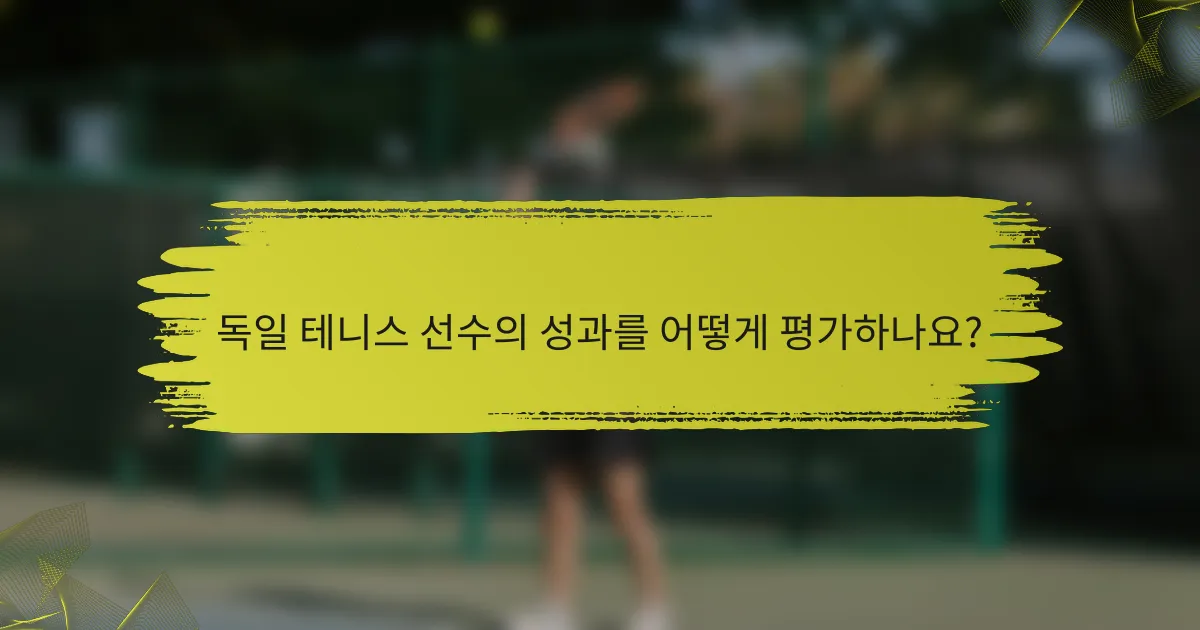 독일 테니스 선수의 성과를 어떻게 평가하나요?