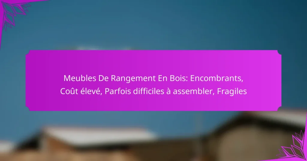 Meubles De Rangement En Bois: Encombrants, Coût élevé, Parfois difficiles à assembler, Fragiles