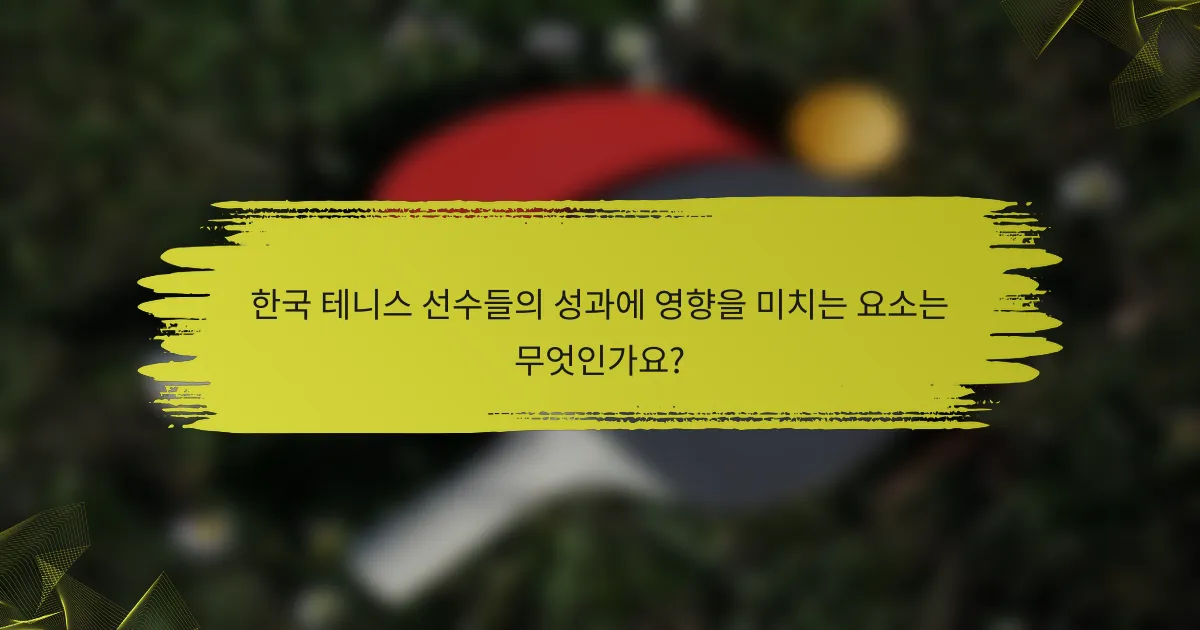 한국 테니스 선수들의 성과에 영향을 미치는 요소는 무엇인가요?