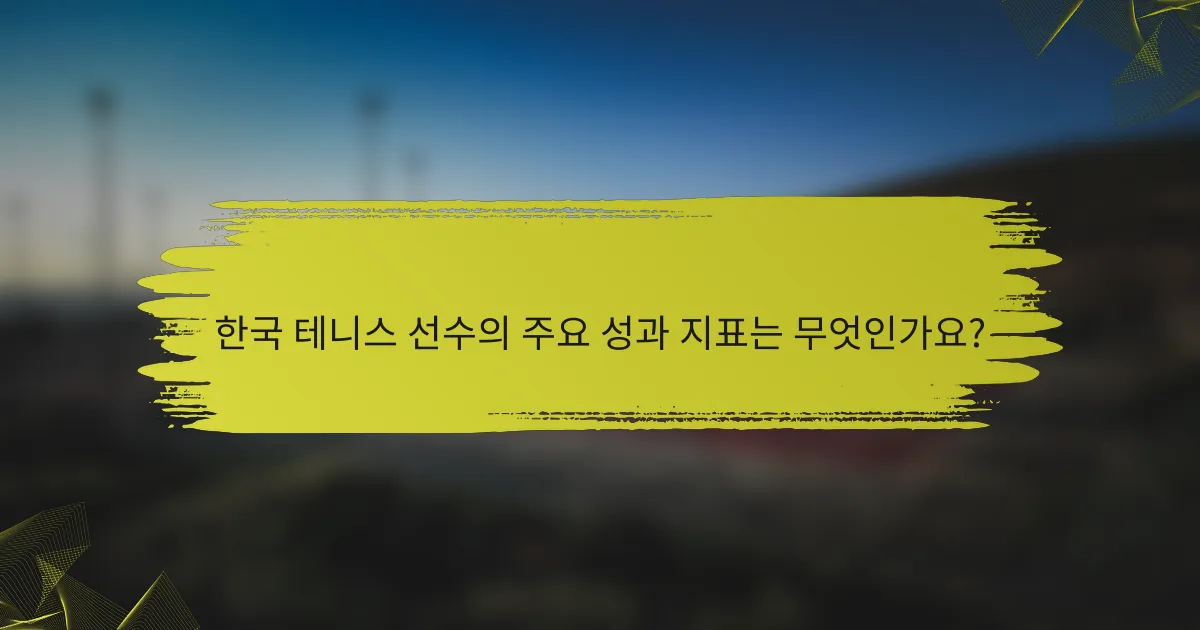 한국 테니스 선수의 주요 성과 지표는 무엇인가요?