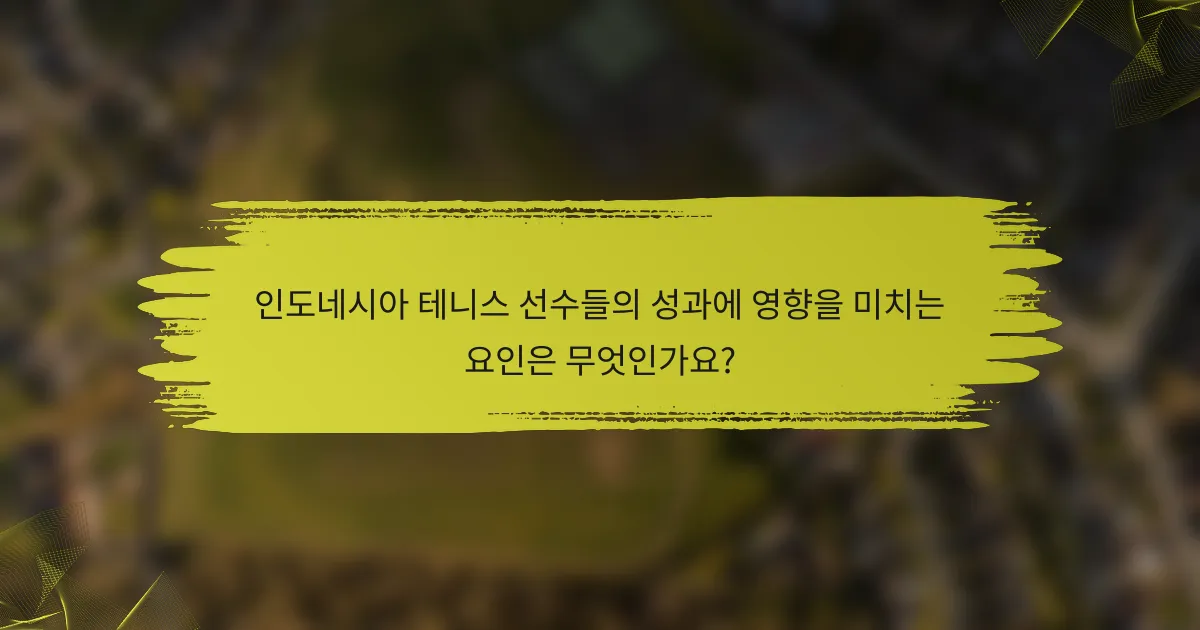 인도네시아 테니스 선수들의 성과에 영향을 미치는 요인은 무엇인가요?