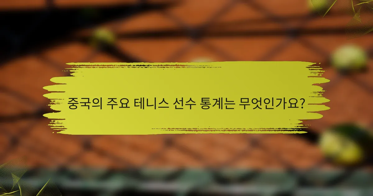 중국의 주요 테니스 선수 통계는 무엇인가요?