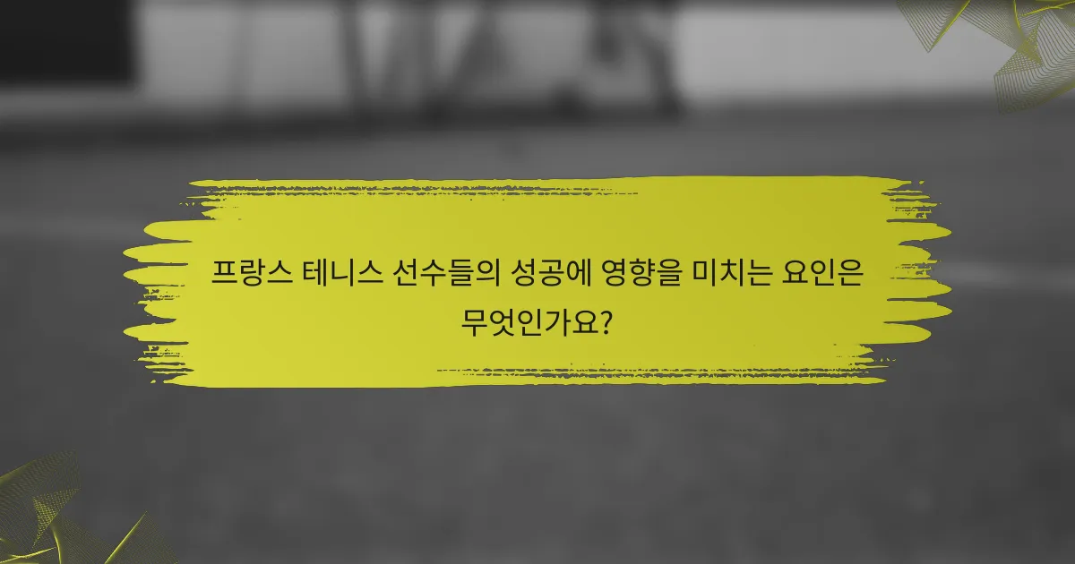 프랑스 테니스 선수들의 성공에 영향을 미치는 요인은 무엇인가요?