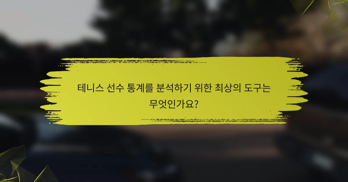 테니스 선수 통계를 분석하기 위한 최상의 도구는 무엇인가요?