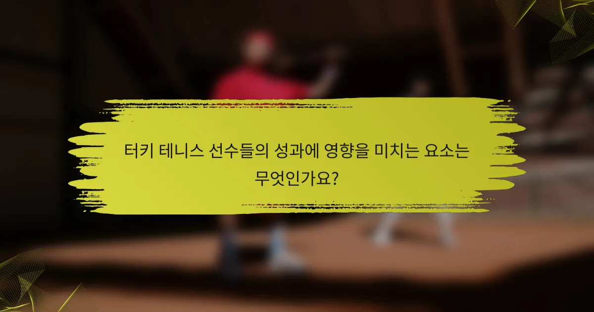터키 테니스 선수들의 성과에 영향을 미치는 요소는 무엇인가요?