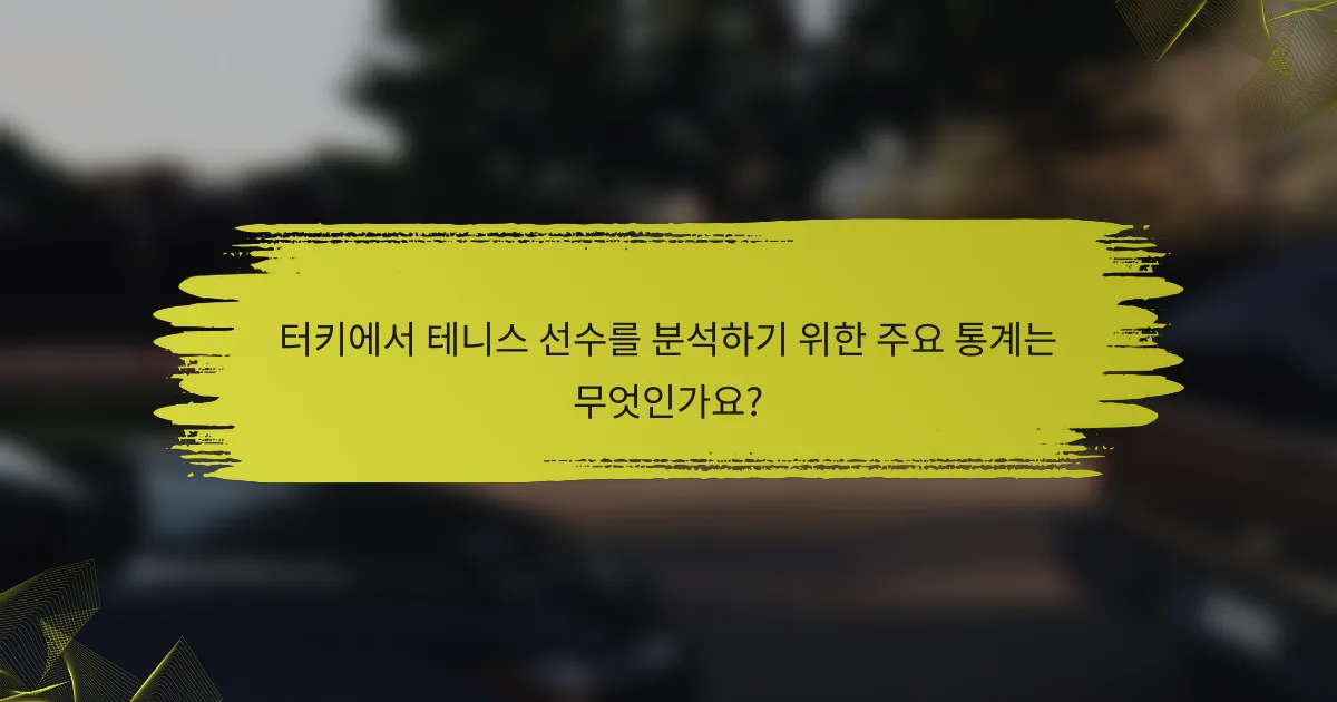 터키에서 테니스 선수를 분석하기 위한 주요 통계는 무엇인가요?
